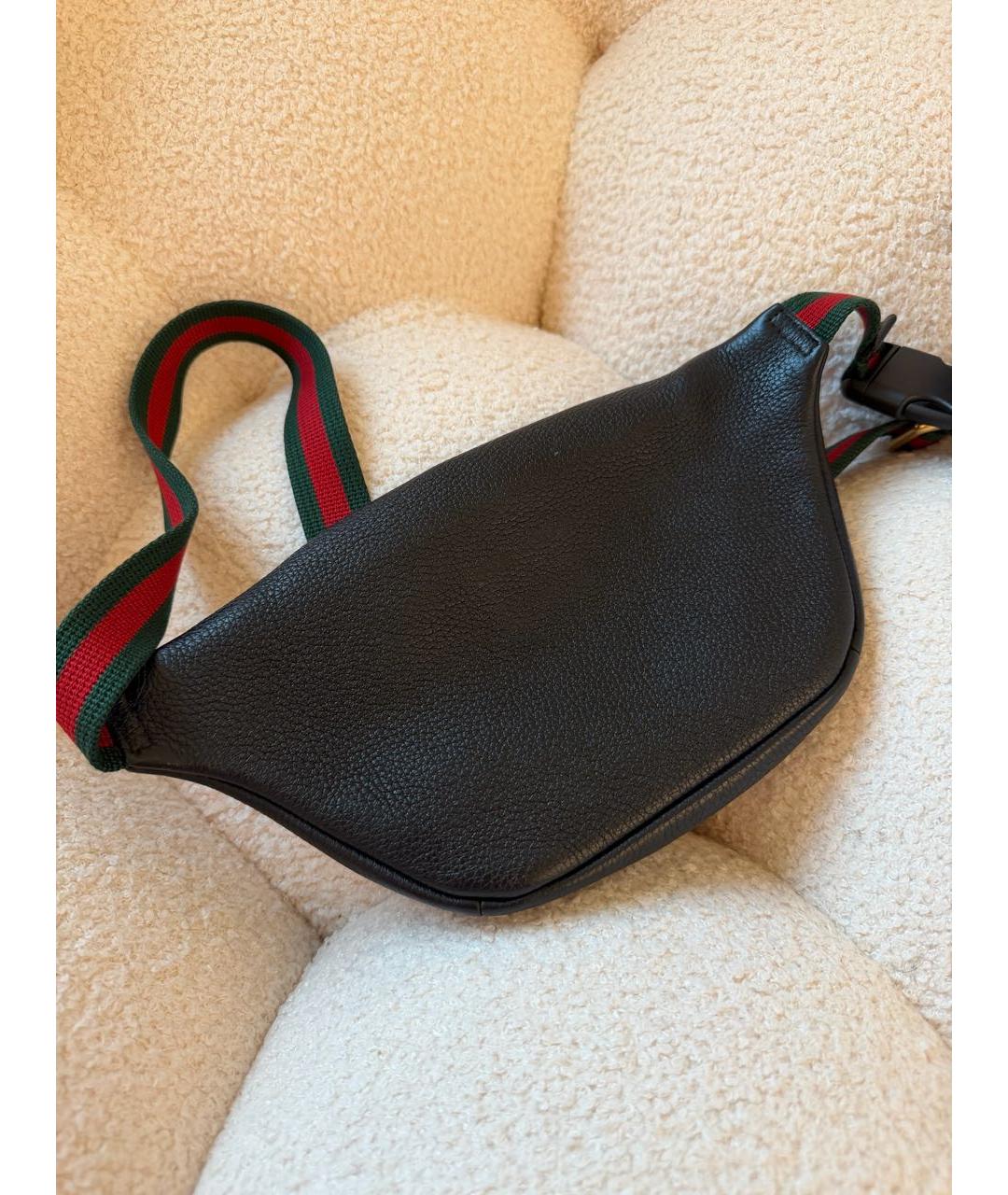 GUCCI Черная кожаная поясная сумка, фото 3