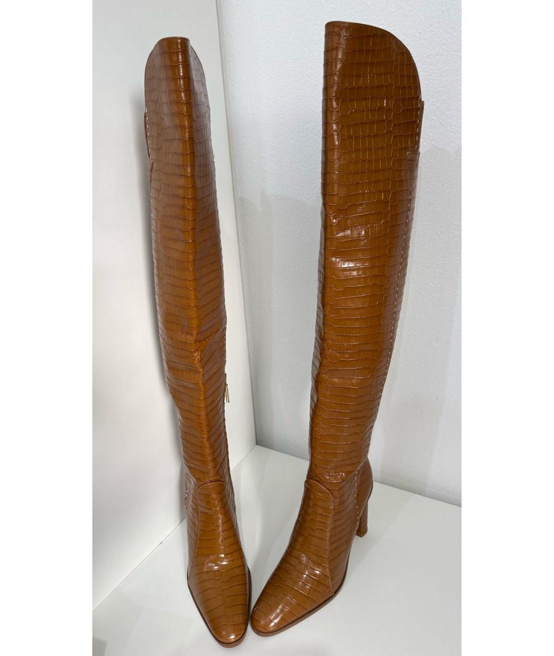 MAX MARA Коричневые кожаные ботфорты, фото 5