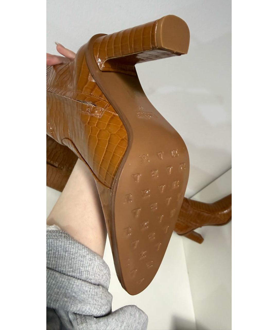 MAX MARA Коричневые кожаные ботфорты, фото 7