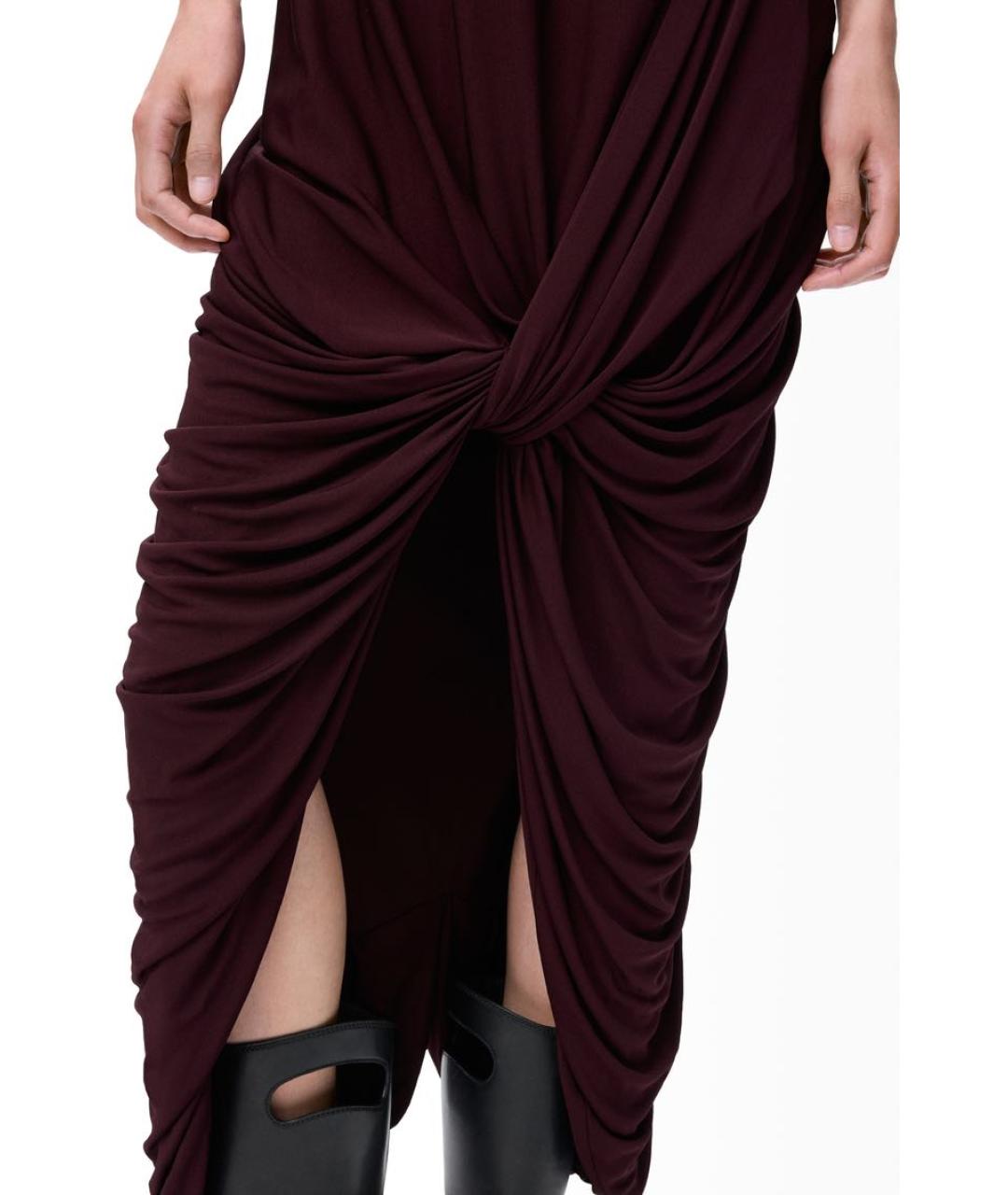 LOEWE Бордовое вискозное повседневное платье, фото 4