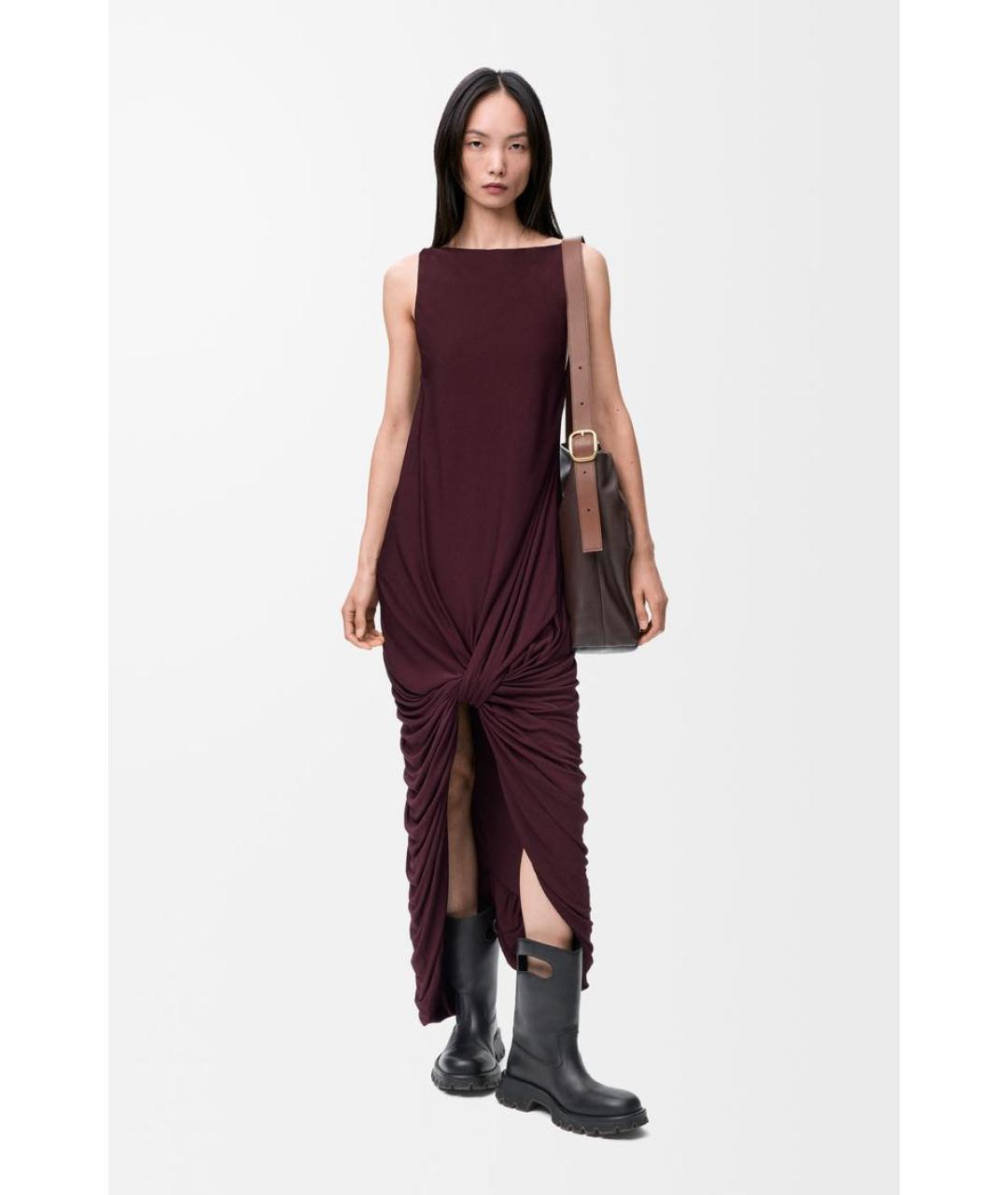 LOEWE Бордовое вискозное повседневное платье, фото 2
