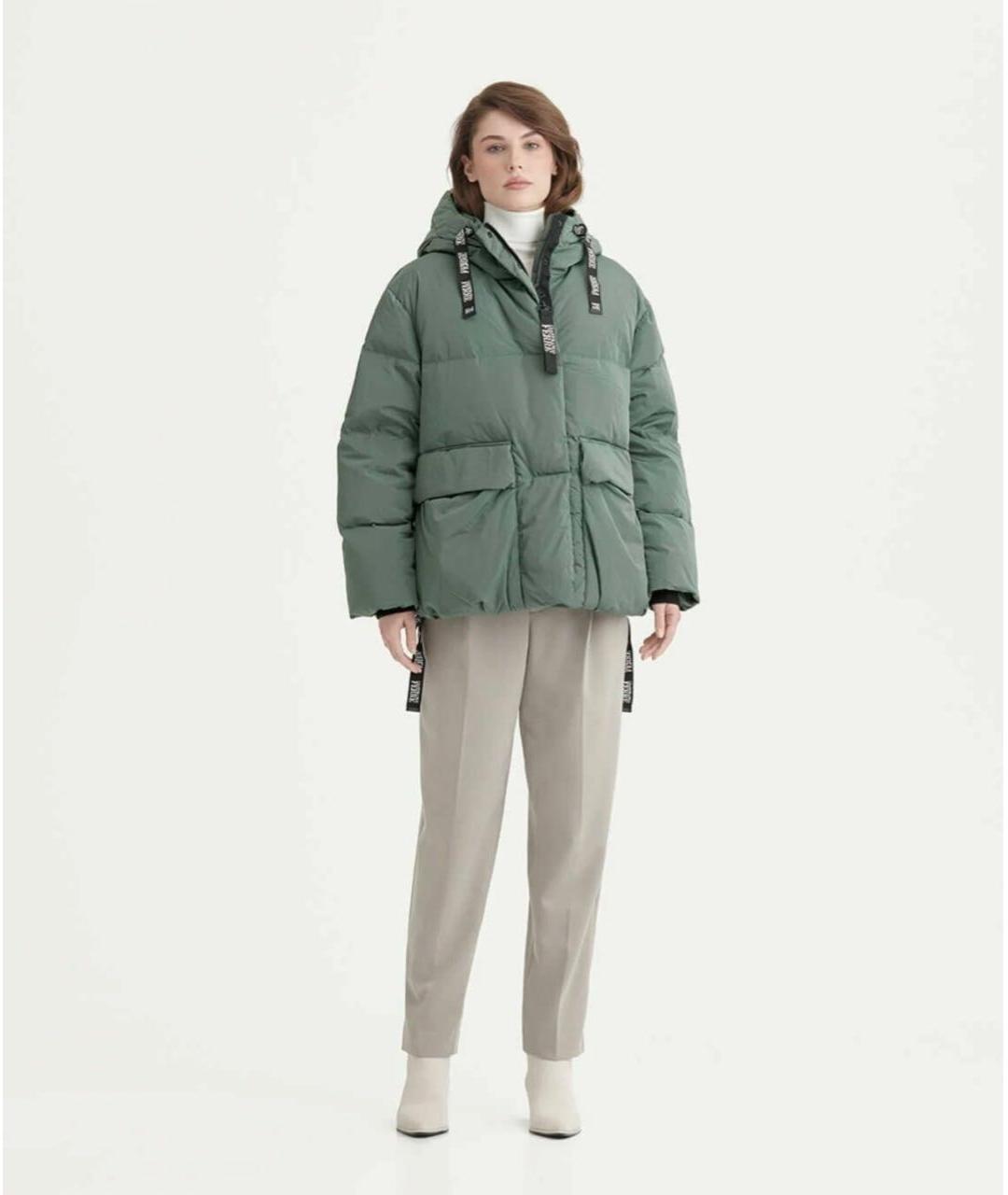 GIANFRANCO FERRE Зеленый полиэстеровый пуховик, фото 7