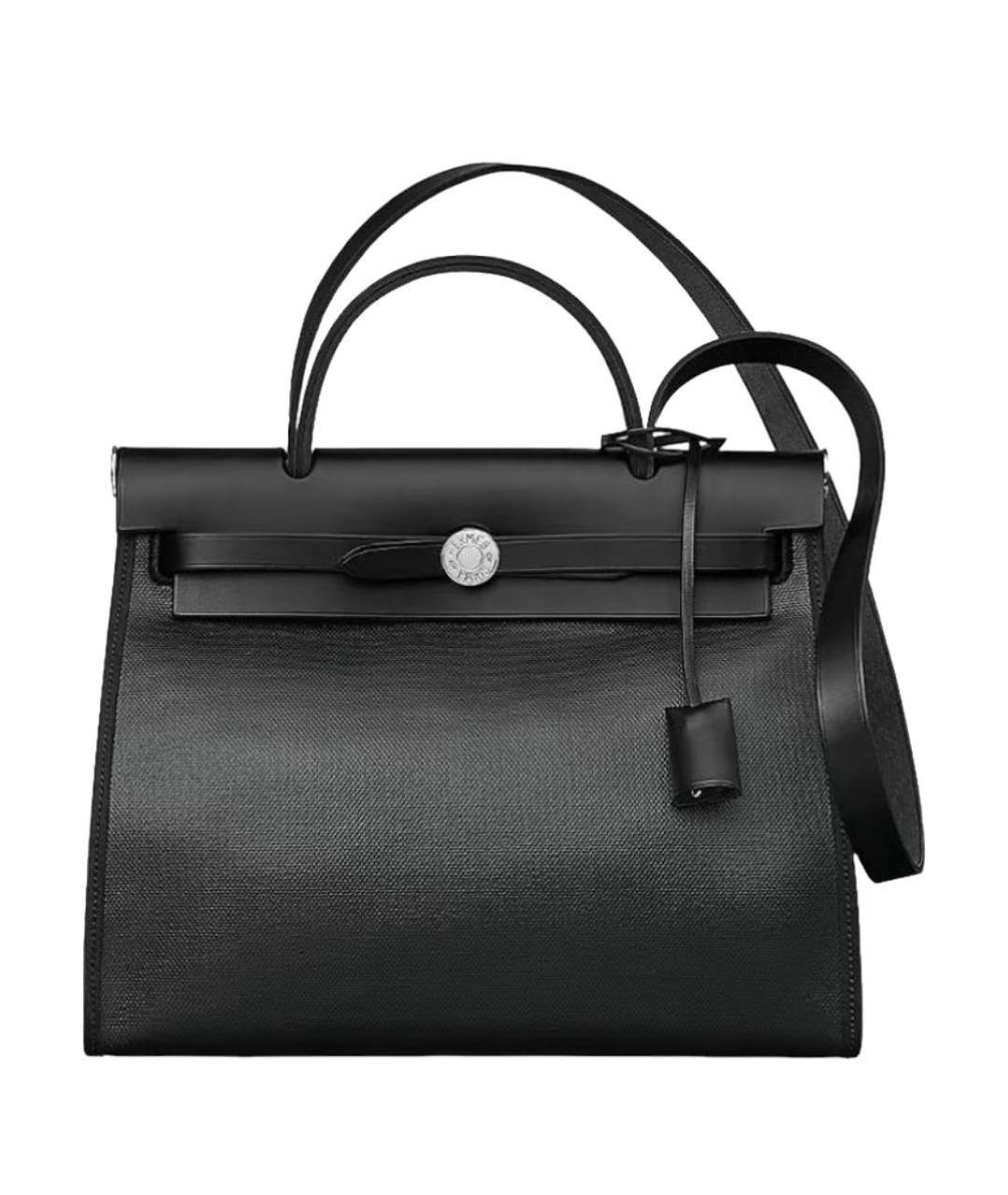 HERMES Черная кожаная сумка с короткими ручками, фото 1