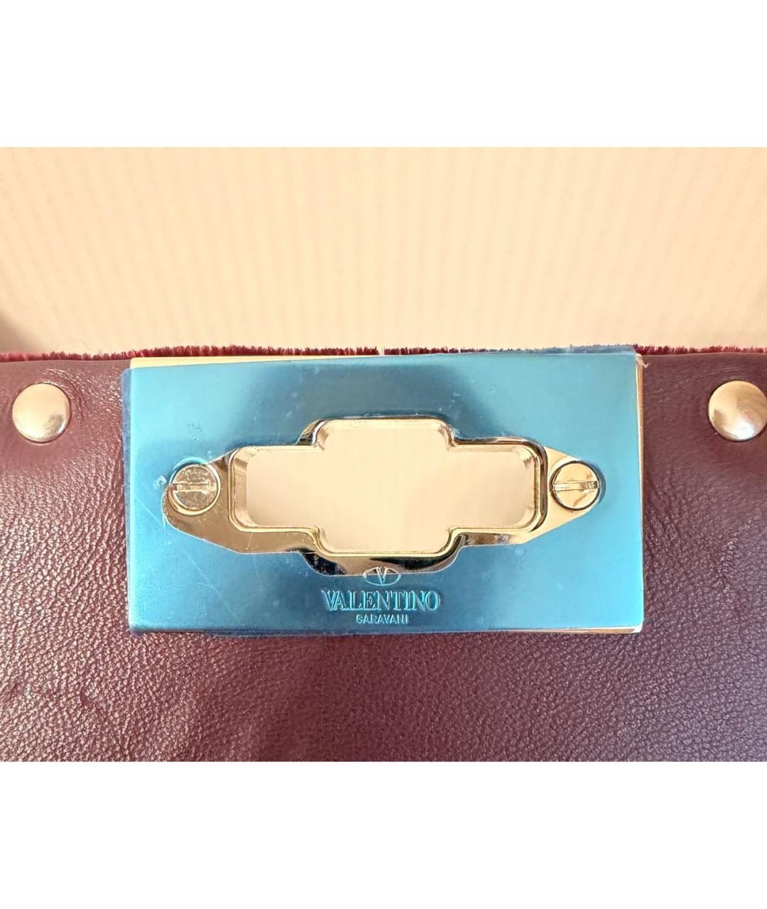 VALENTINO Бордовая бархатная сумка через плечо, фото 6