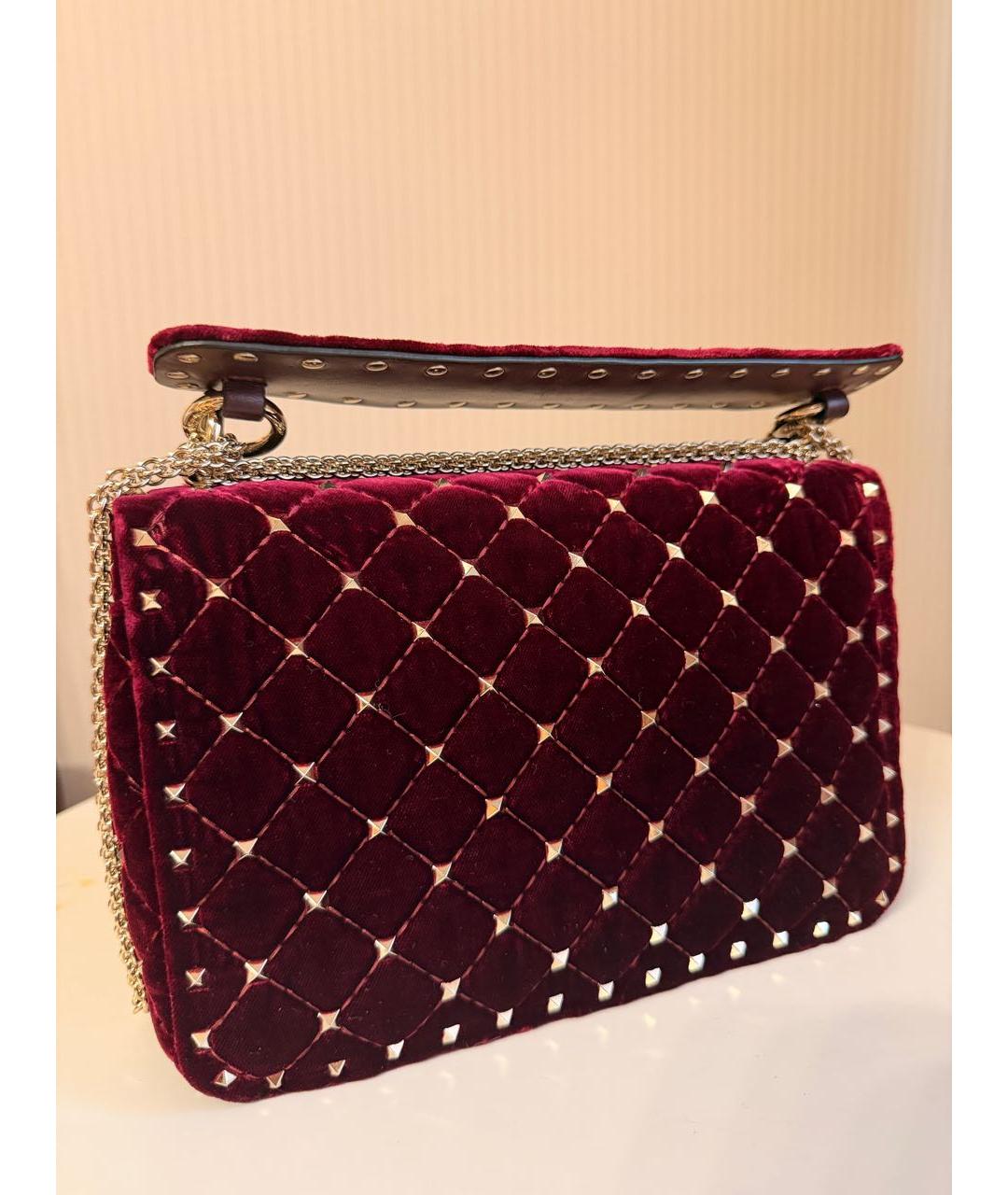 VALENTINO Бордовая бархатная сумка через плечо, фото 3