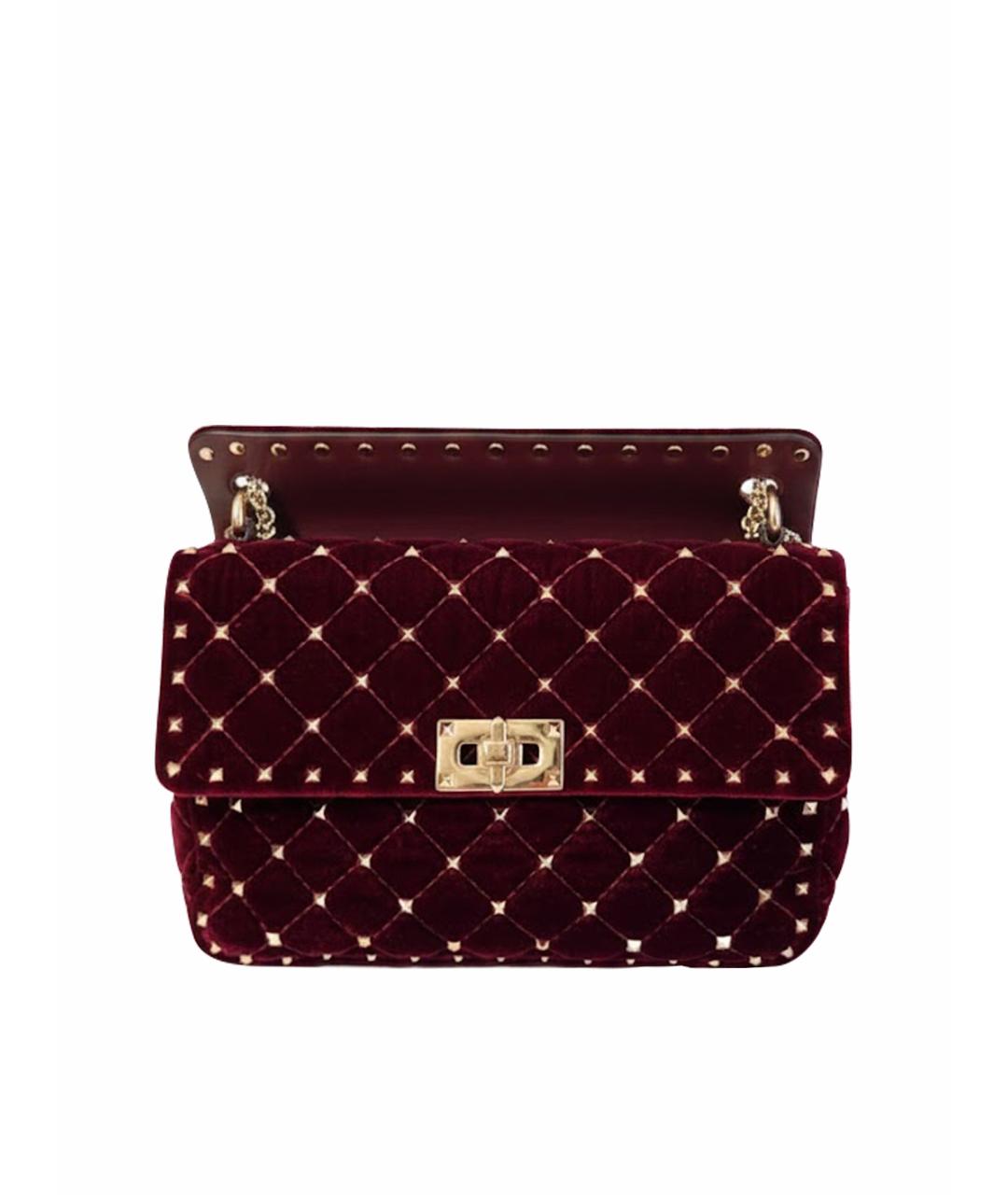 VALENTINO Бордовая бархатная сумка через плечо, фото 1