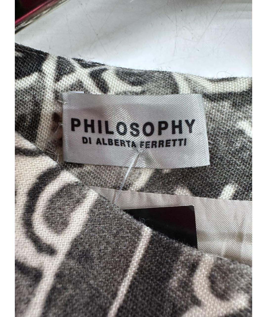 ALBERTA FERRETTI Серое шерстяное повседневное платье, фото 3