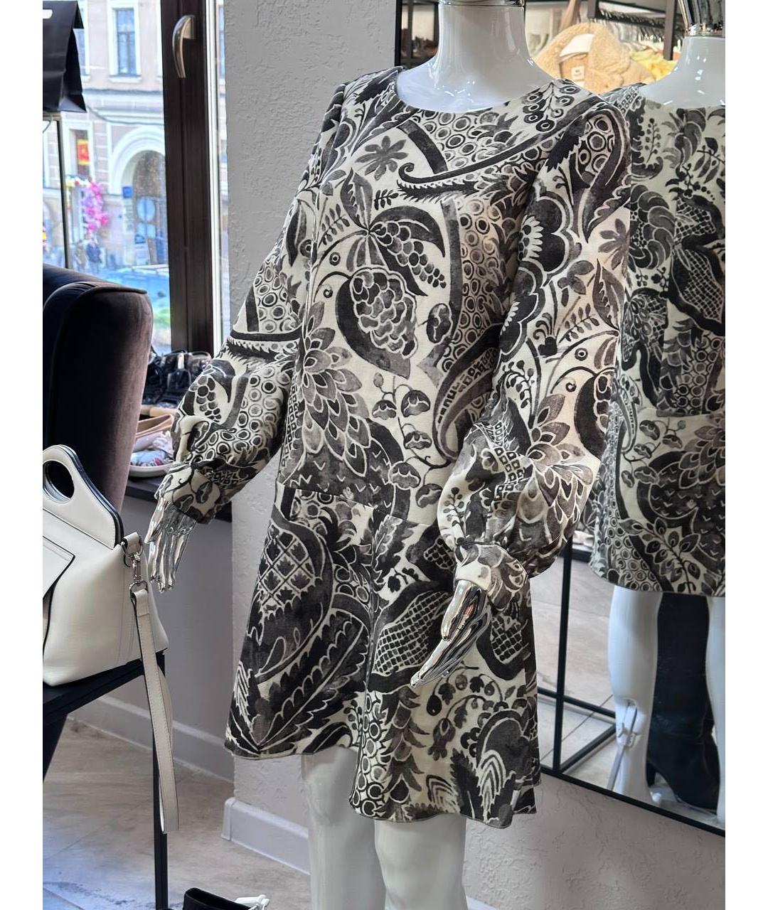 ALBERTA FERRETTI Серое шерстяное повседневное платье, фото 4