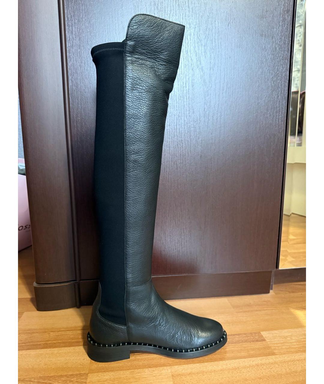 PERTINI Черные кожаные ботфорты, фото 5