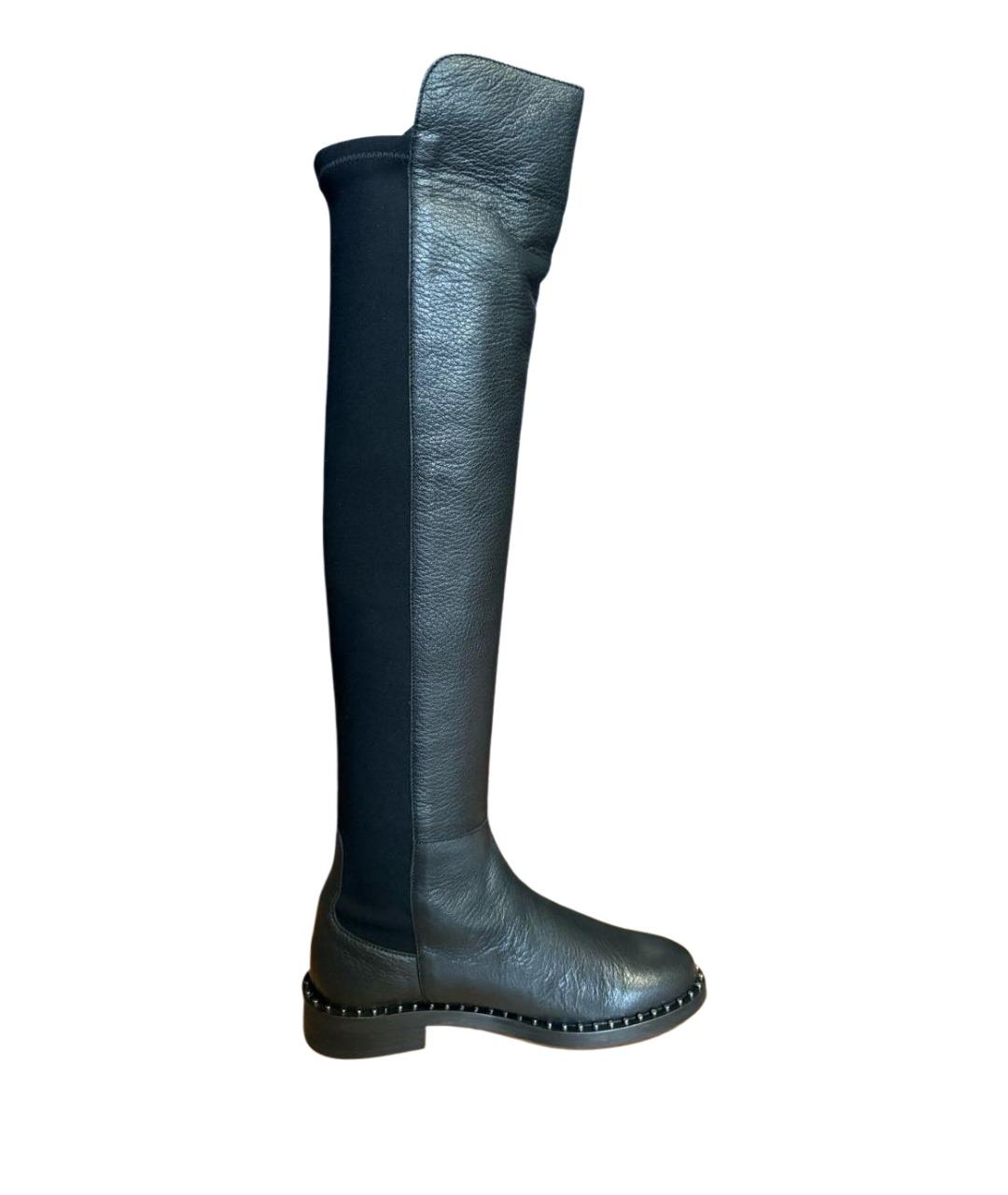 PERTINI Черные кожаные ботфорты, фото 1