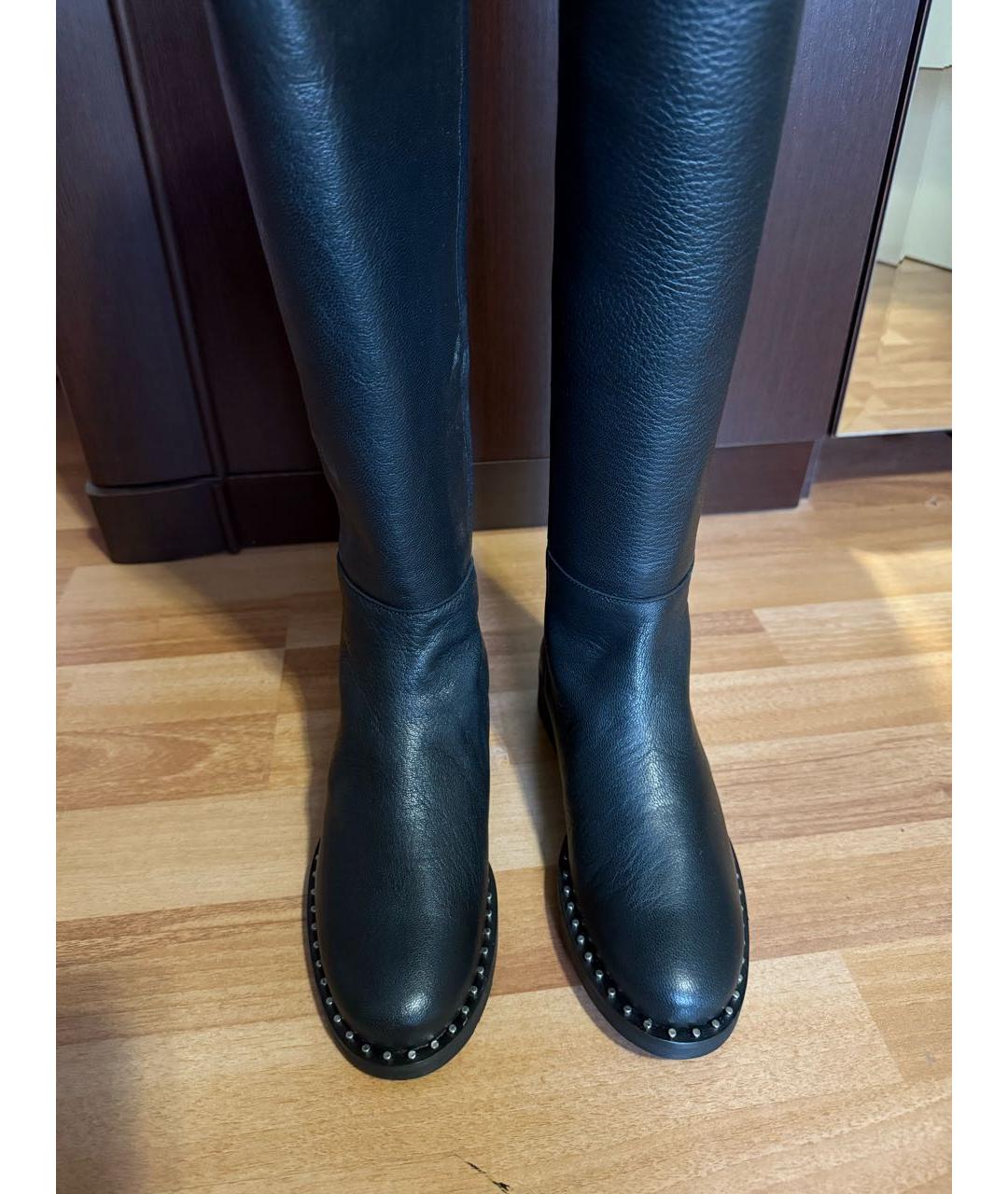 PERTINI Черные кожаные ботфорты, фото 2