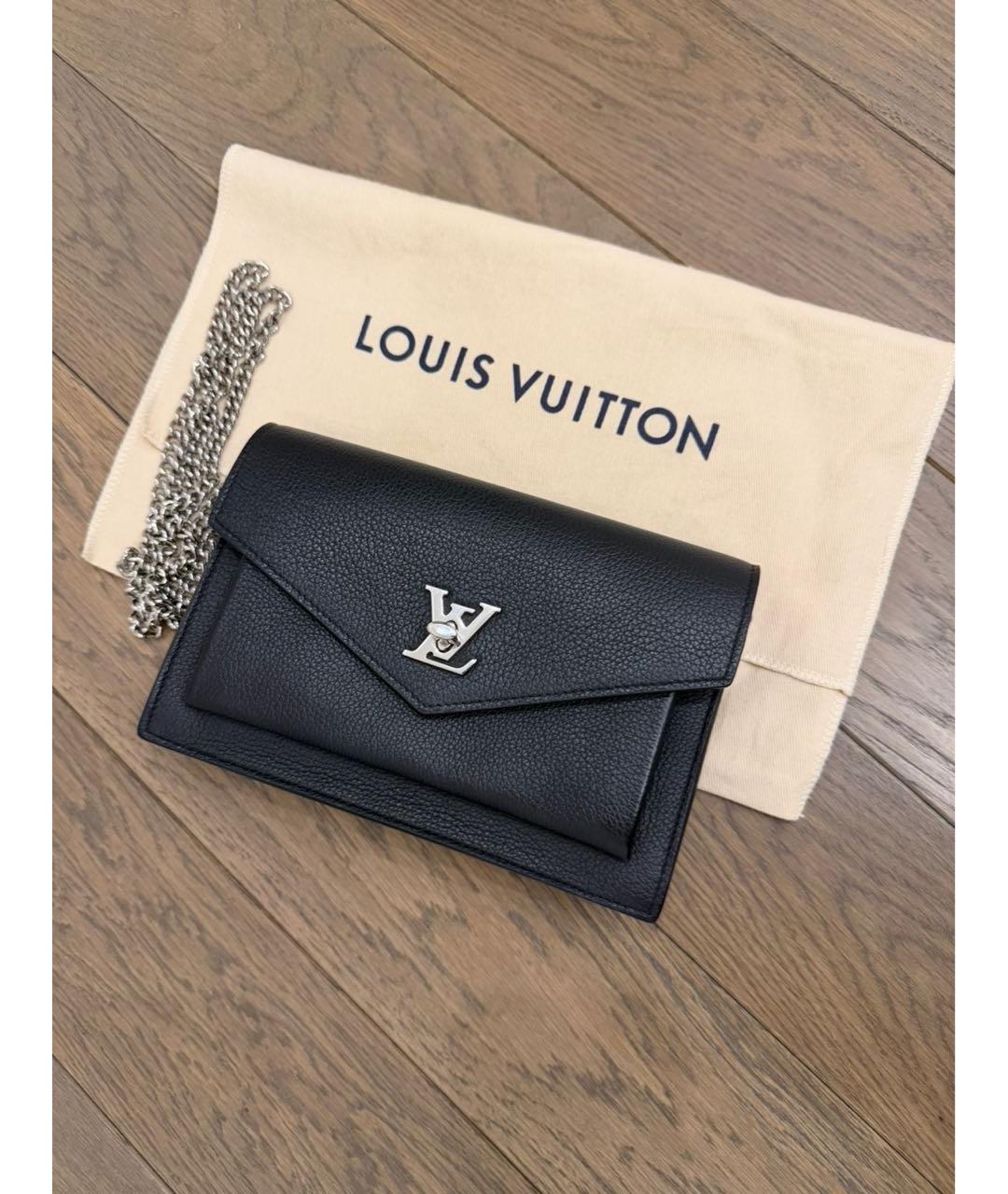 LOUIS VUITTON Черная кожаная сумка через плечо, фото 5