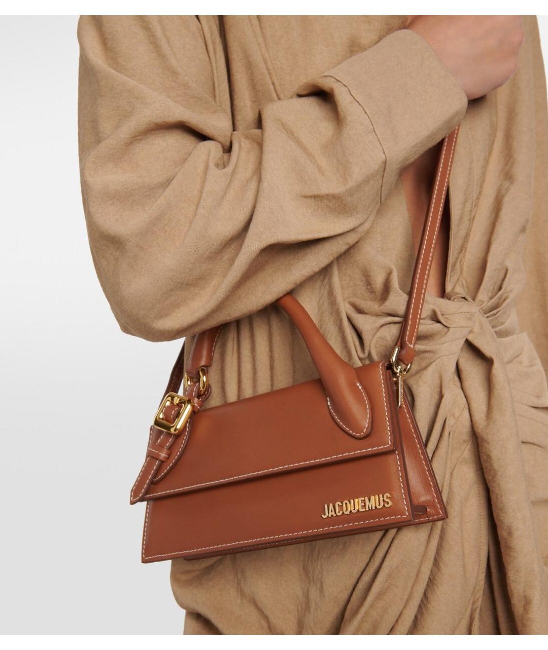 JACQUEMUS Коричневая кожаная сумка через плечо, фото 2