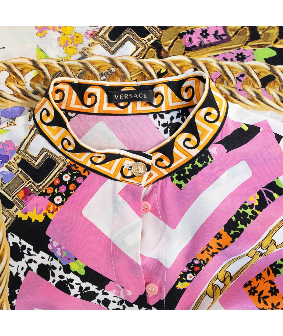 VERSACE Розовое шелковое повседневное платье, фото 3