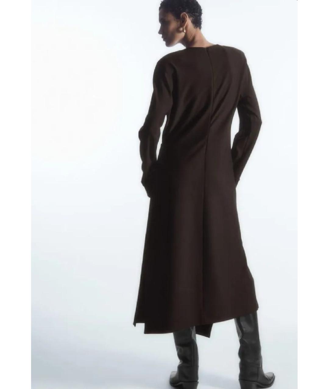 COS Коричневое вискозное повседневное платье, фото 4