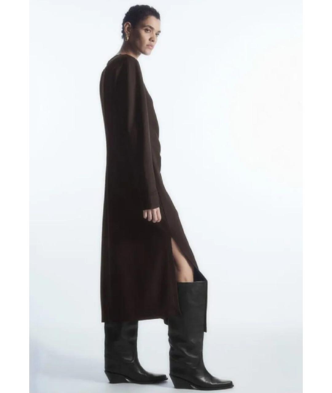 COS Коричневое вискозное повседневное платье, фото 3