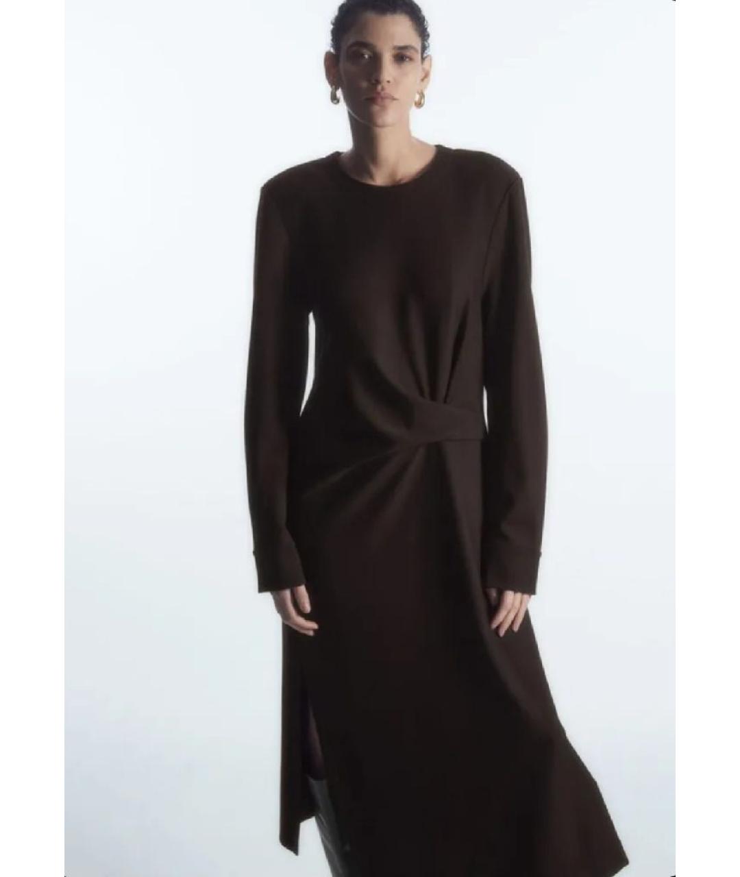COS Коричневое вискозное повседневное платье, фото 5