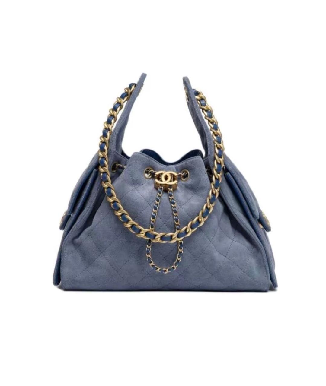 CHANEL Голубая замшевая сумка через плечо, фото 4