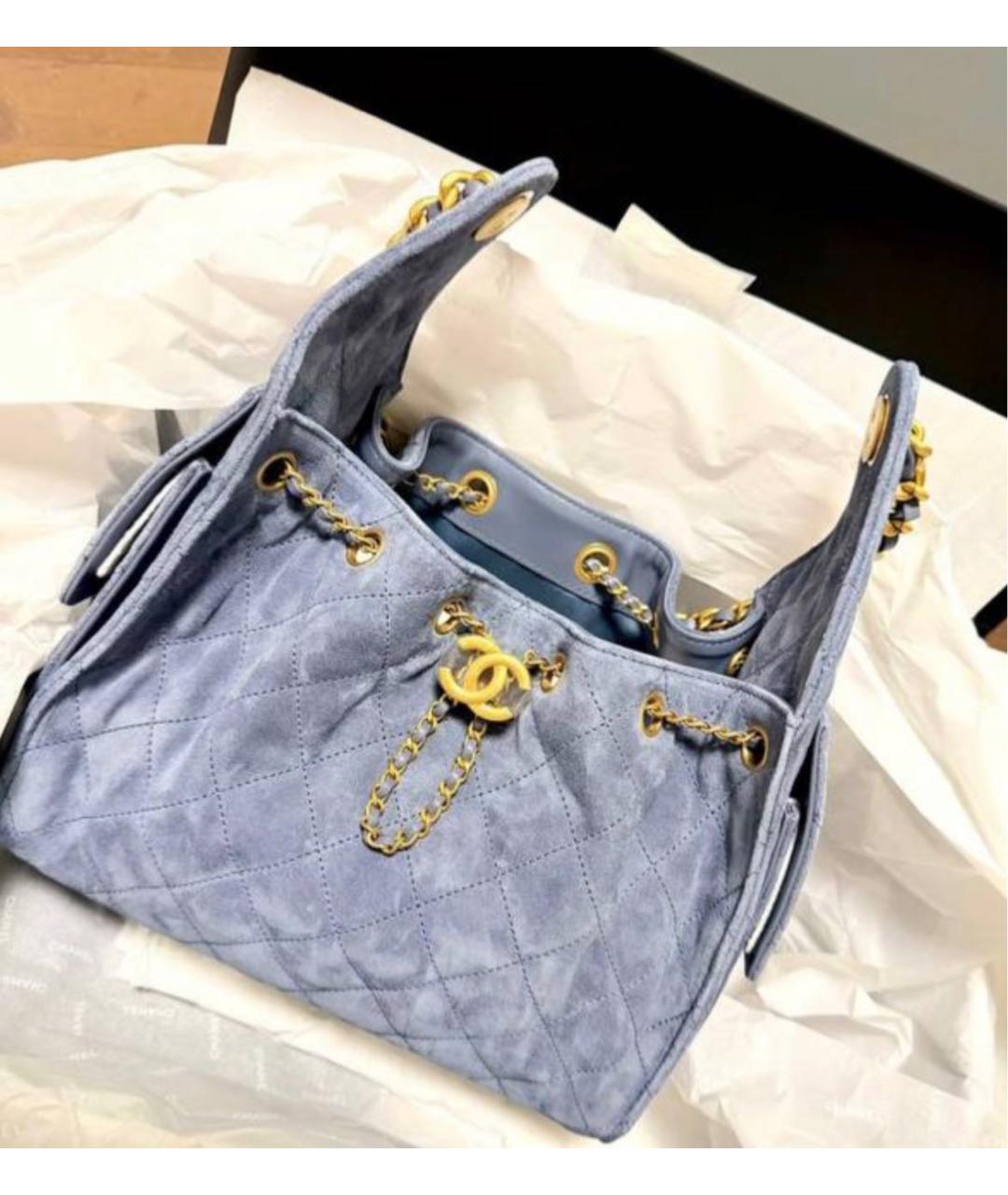 CHANEL Голубая замшевая сумка через плечо, фото 2