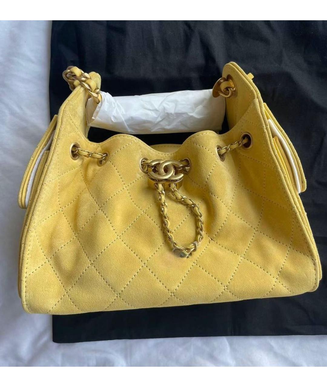 CHANEL Горчичная кожаная сумка через плечо, фото 4