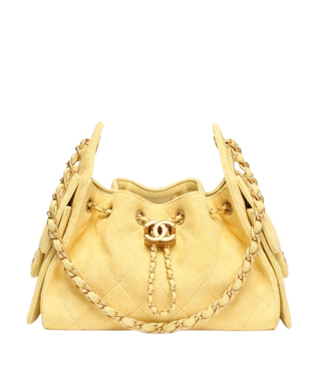 CHANEL Горчичная кожаная сумка через плечо, фото 1