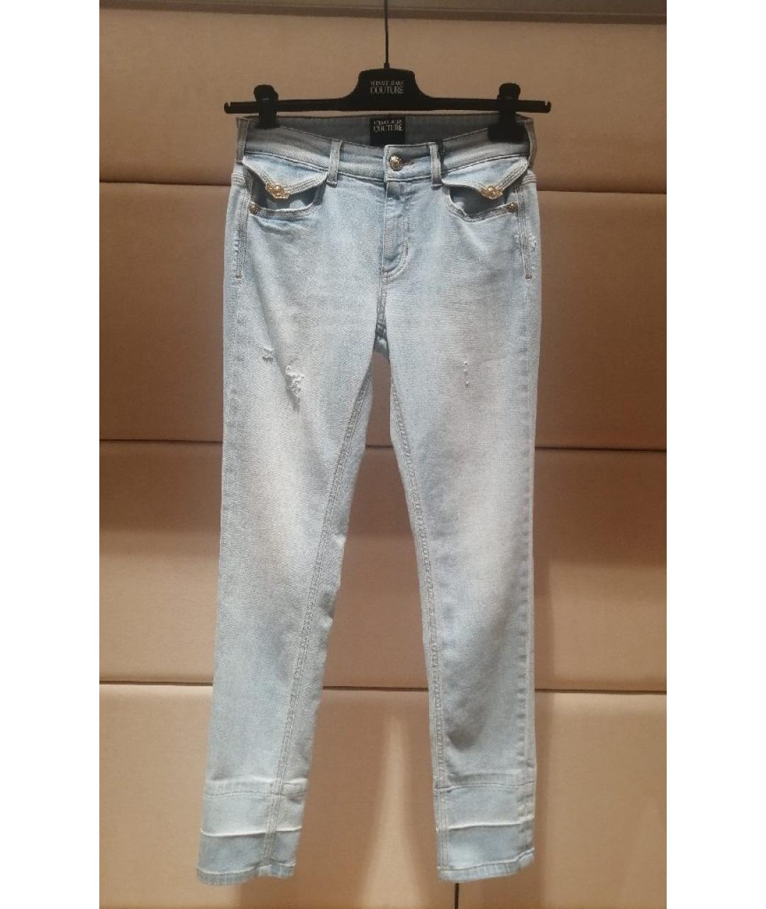 VERSACE JEANS COUTURE Голубые хлопковые джинсы слим, фото 3