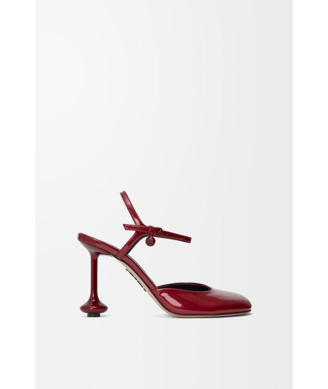 LOEWE Красные кожаные босоножки, фото 4