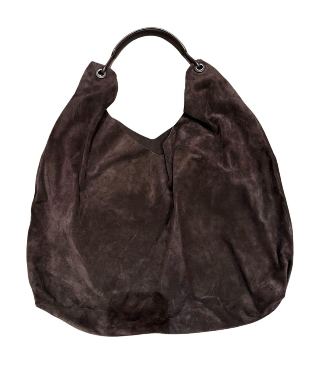 THE ROW Коричневая замшевая сумка с короткими ручками, фото 1