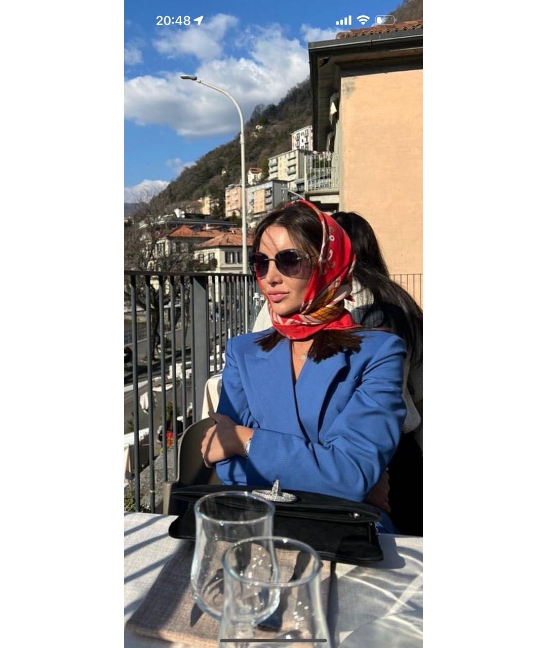 HERMES Красный шелковый платок, фото 5