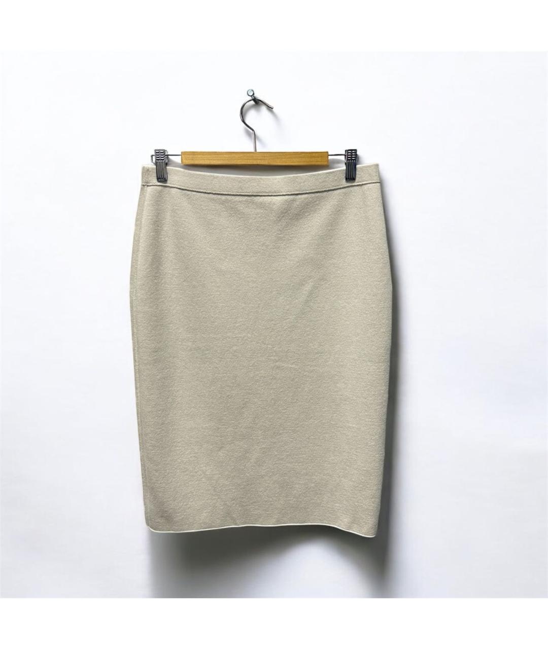 D.EXTERIOR Бежевая кашемировая юбка миди, фото 4