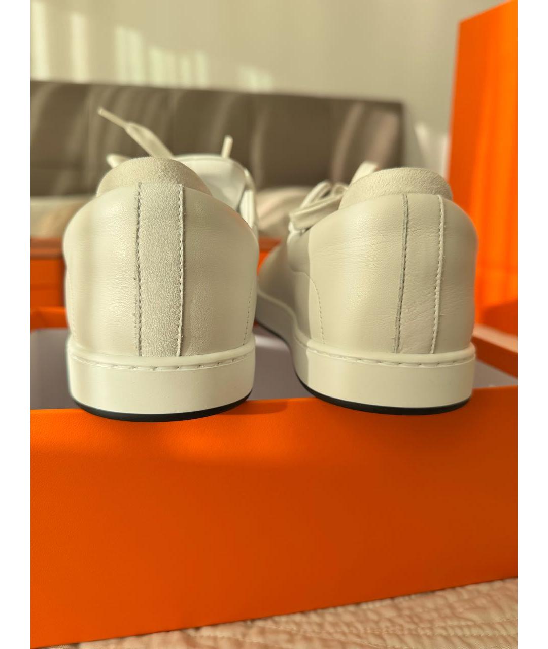 HERMES Белые кожаные низкие кроссовки / кеды, фото 4