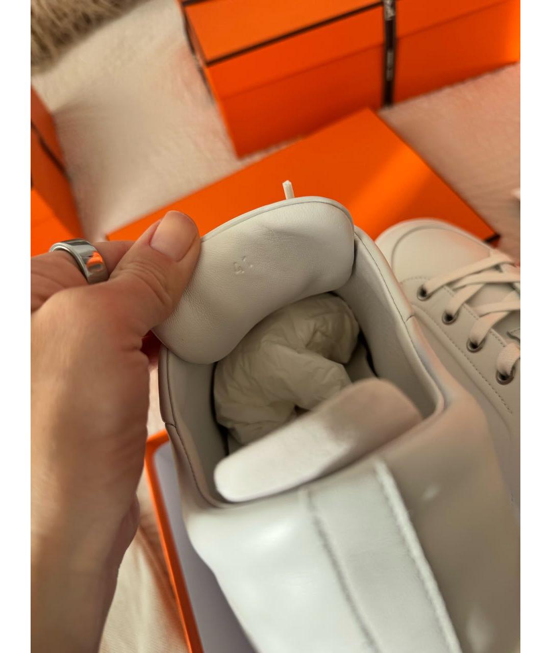 HERMES Белые кожаные низкие кроссовки / кеды, фото 6