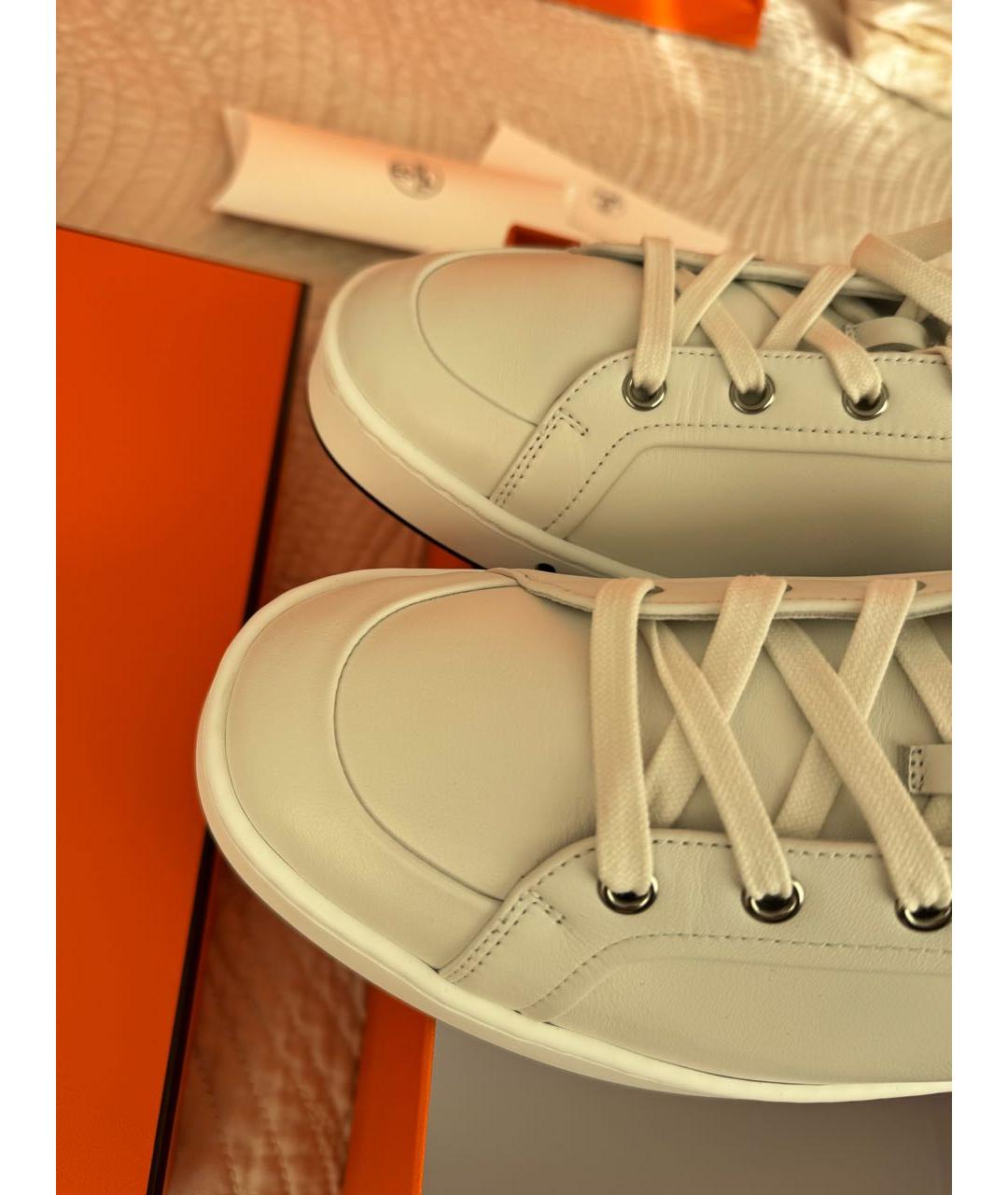 HERMES Белые кожаные низкие кроссовки / кеды, фото 2