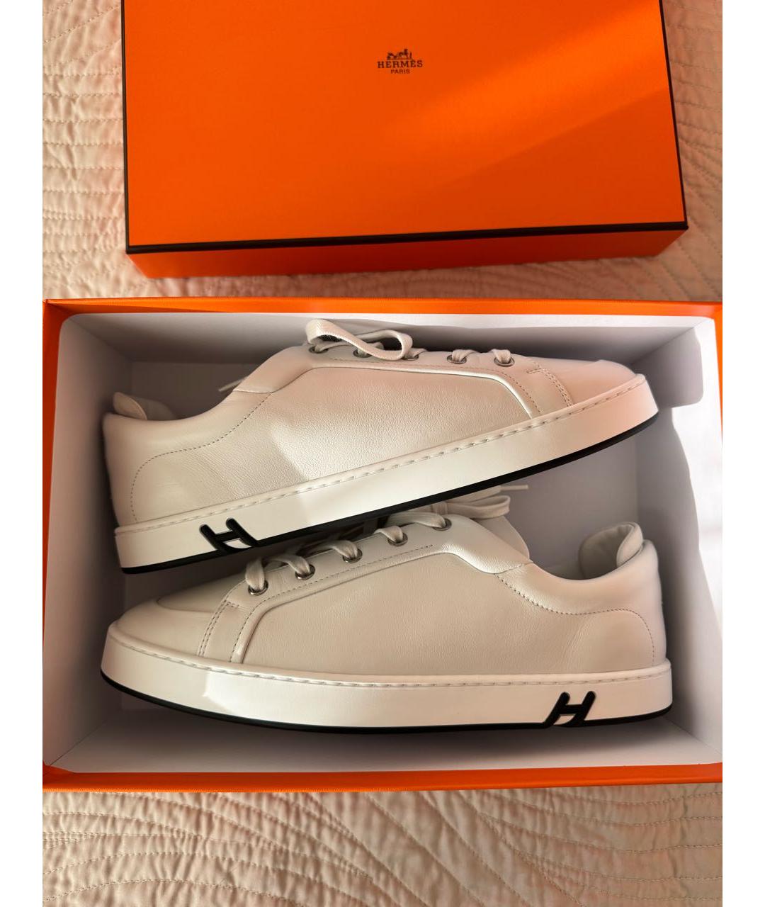 HERMES Белые кожаные низкие кроссовки / кеды, фото 5