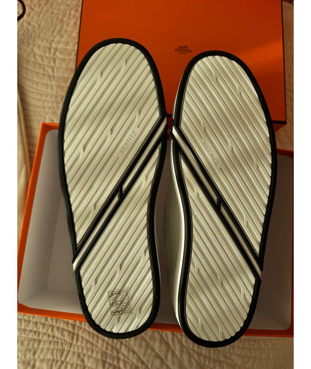 HERMES Белые кожаные низкие кроссовки / кеды, фото 7