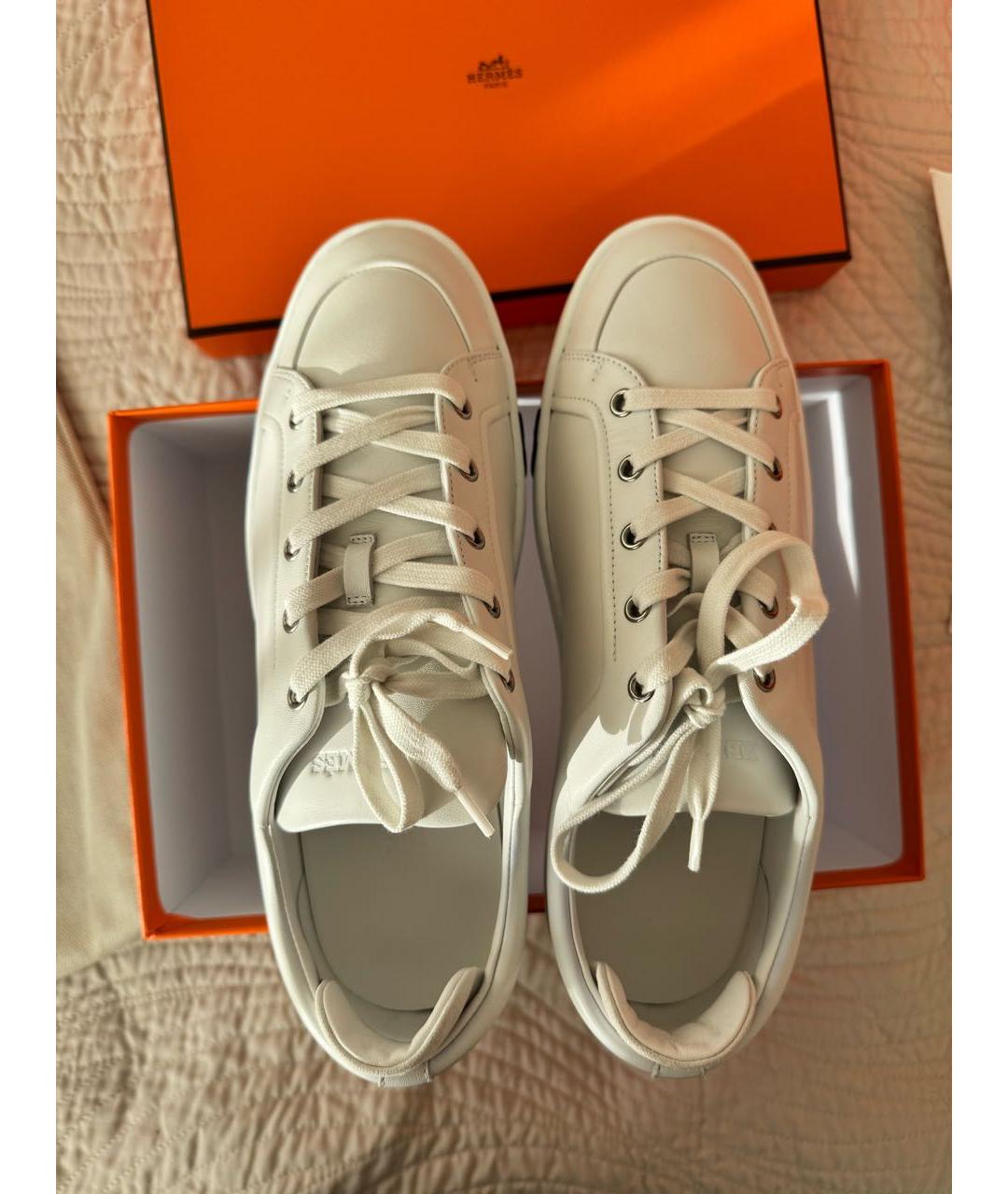 HERMES Белые кожаные низкие кроссовки / кеды, фото 3