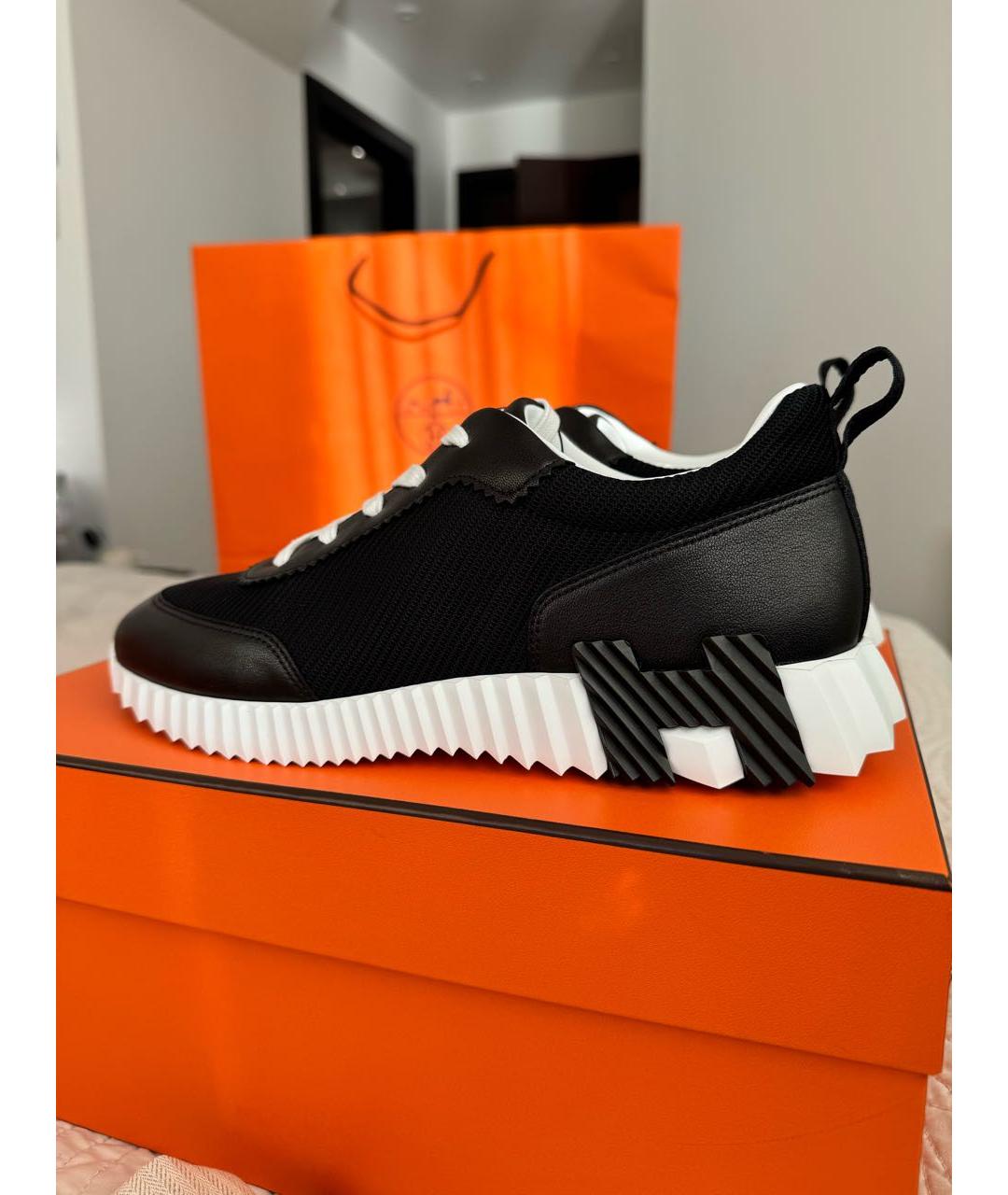 HERMES Черные кожаные низкие кроссовки / кеды, фото 7