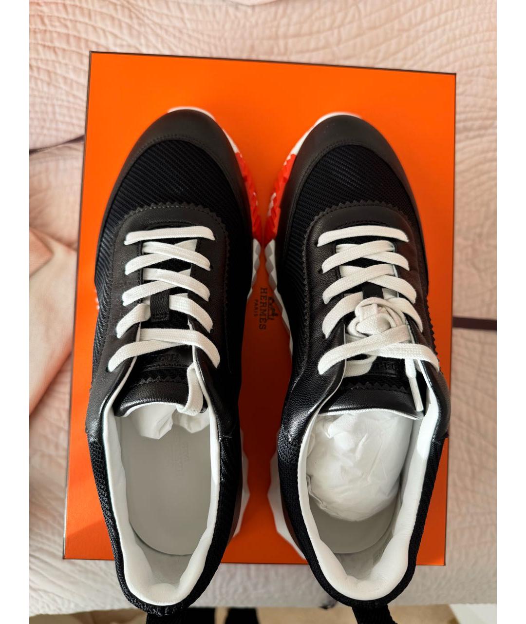 HERMES Черные кожаные низкие кроссовки / кеды, фото 3