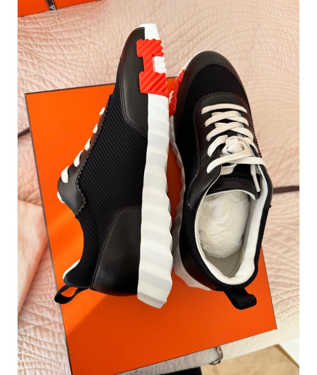 HERMES Черные кожаные низкие кроссовки / кеды, фото 5