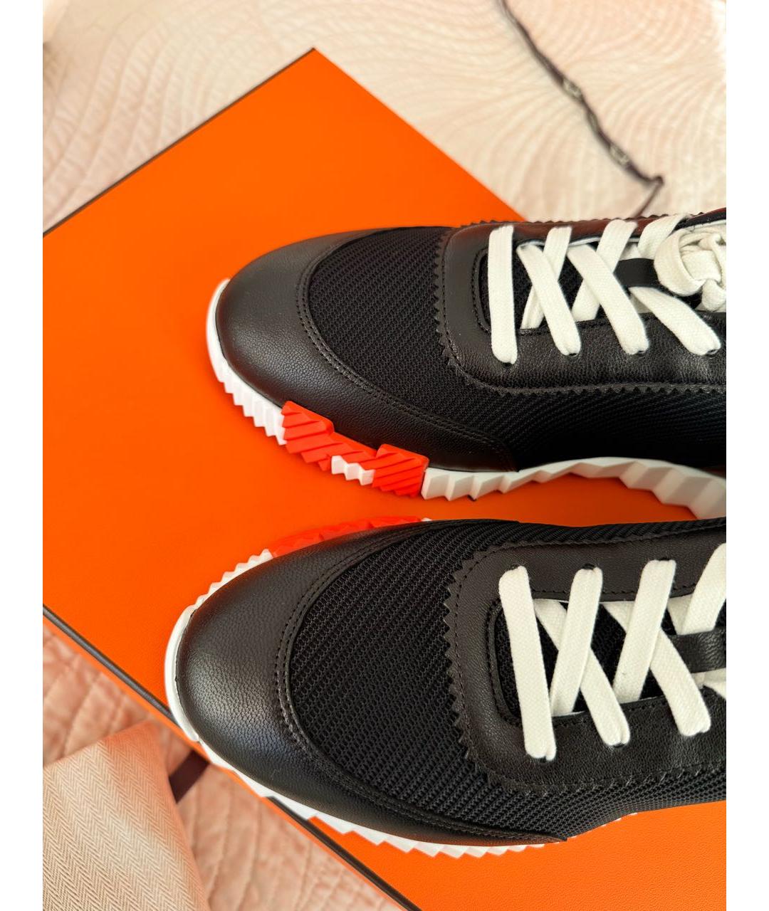 HERMES Черные кожаные низкие кроссовки / кеды, фото 2