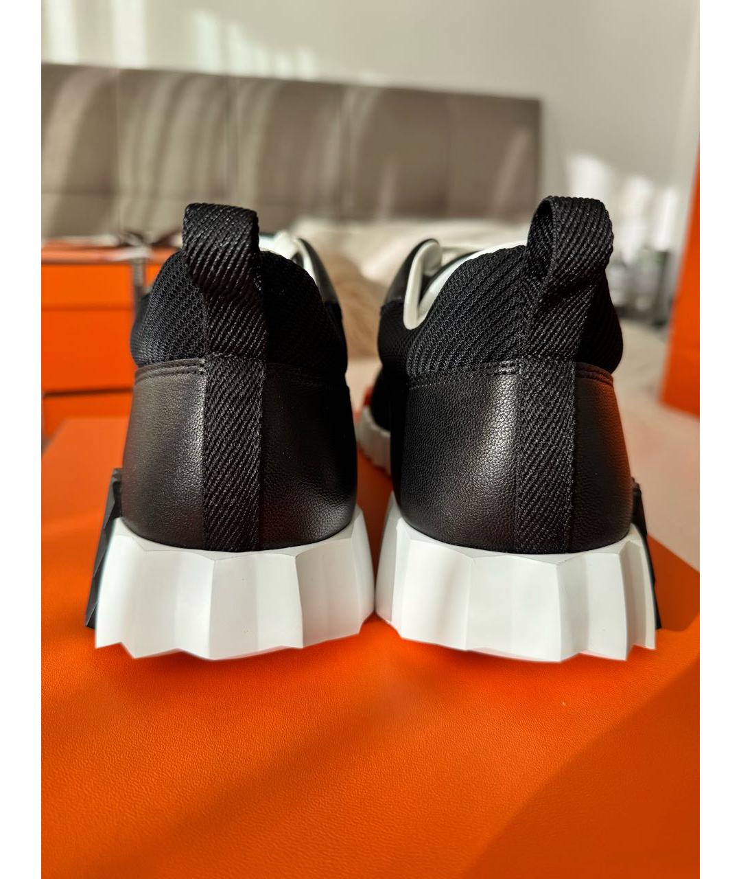 HERMES Черные кожаные низкие кроссовки / кеды, фото 4