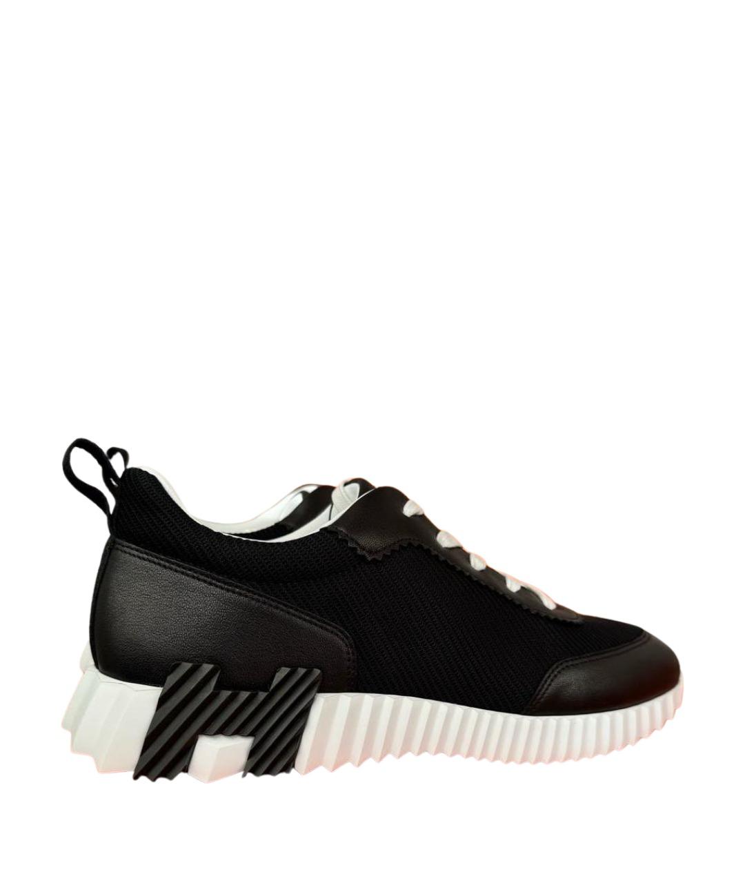 HERMES Черные кожаные низкие кроссовки / кеды, фото 1