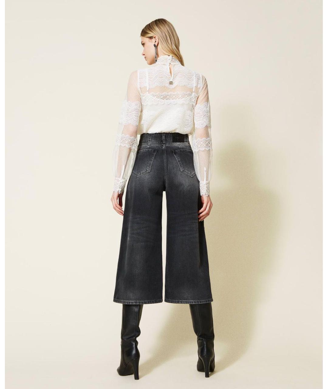 TWIN-SET Черные хлопковые прямые джинсы, фото 6