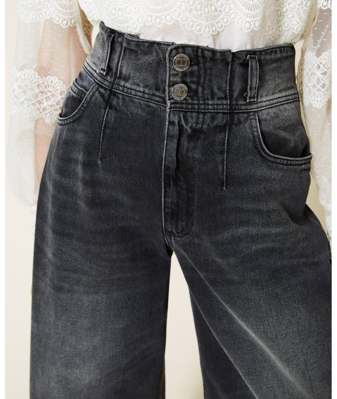 TWIN-SET Черные хлопковые прямые джинсы, фото 7