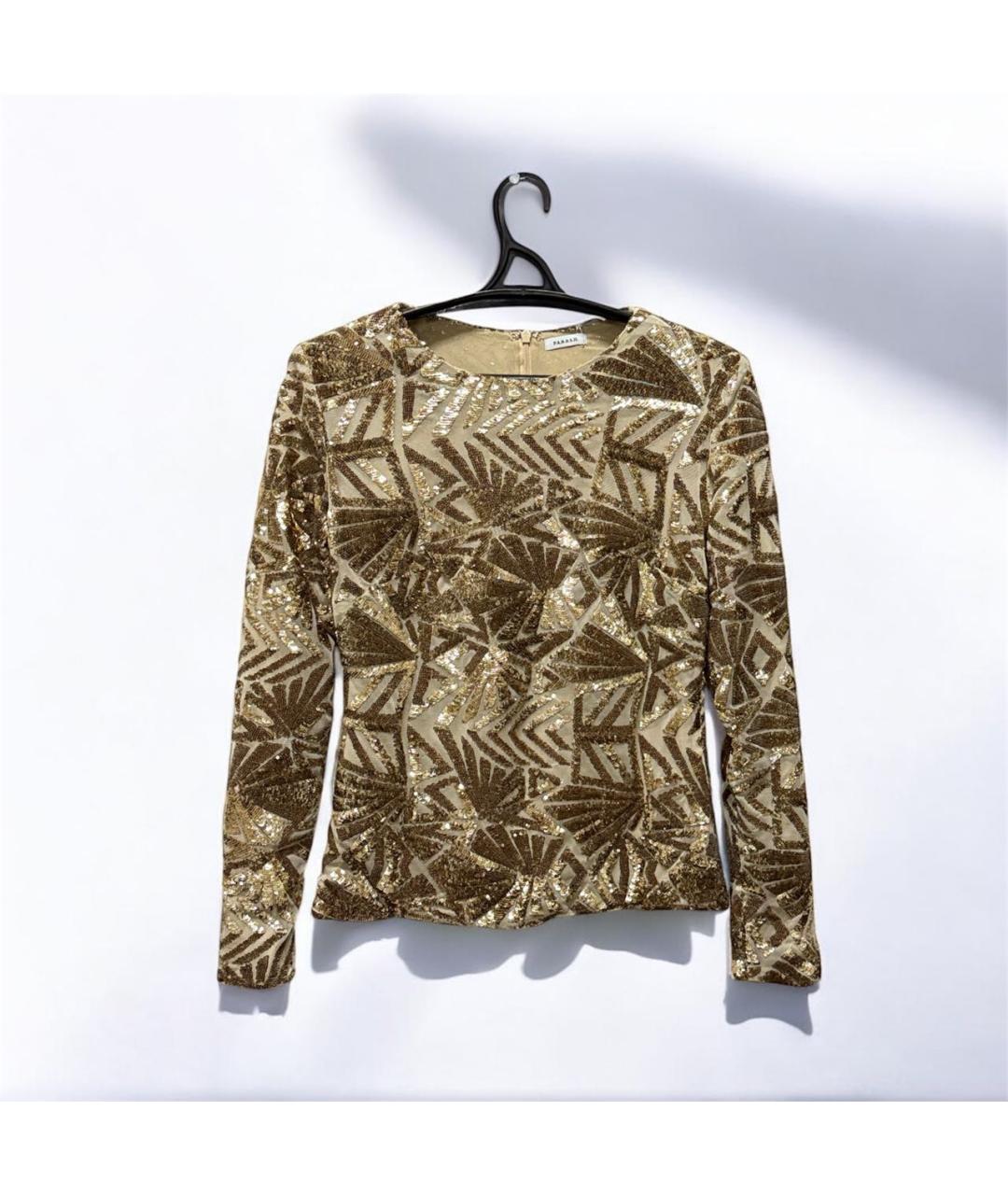 P.A.R.O.S.H. Золотая полиэстеровая блузы, фото 6