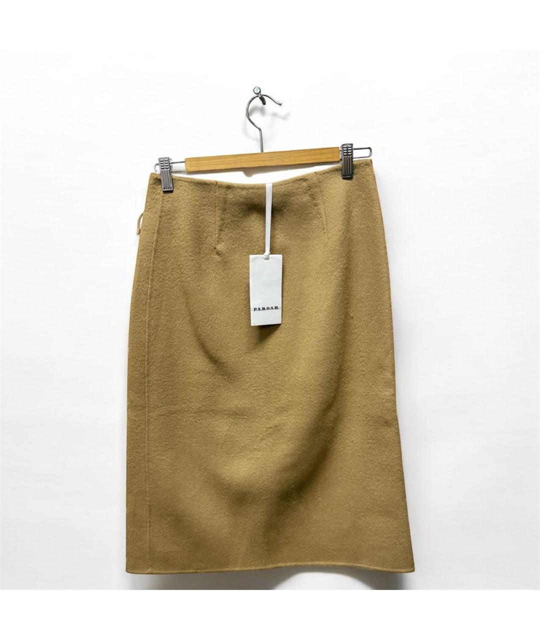 P.A.R.O.S.H. Хаки шерстяная юбка миди, фото 2