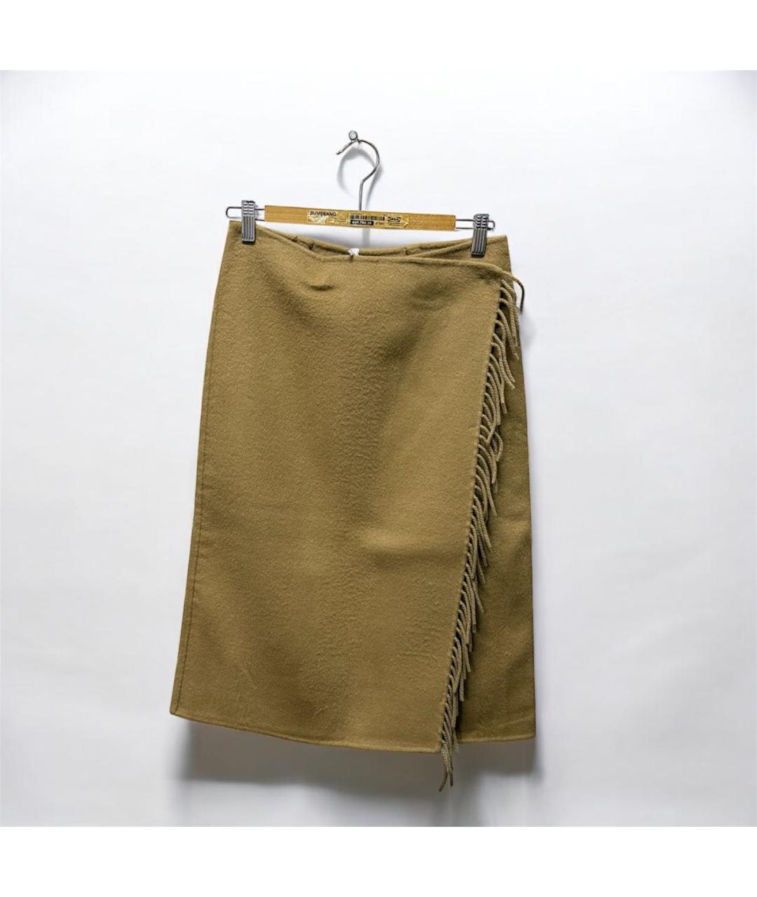 P.A.R.O.S.H. Хаки шерстяная юбка миди, фото 9
