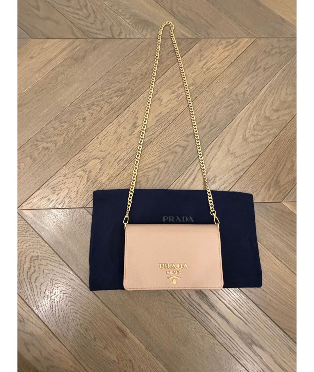 PRADA Бежевая кожаная сумка через плечо, фото 5