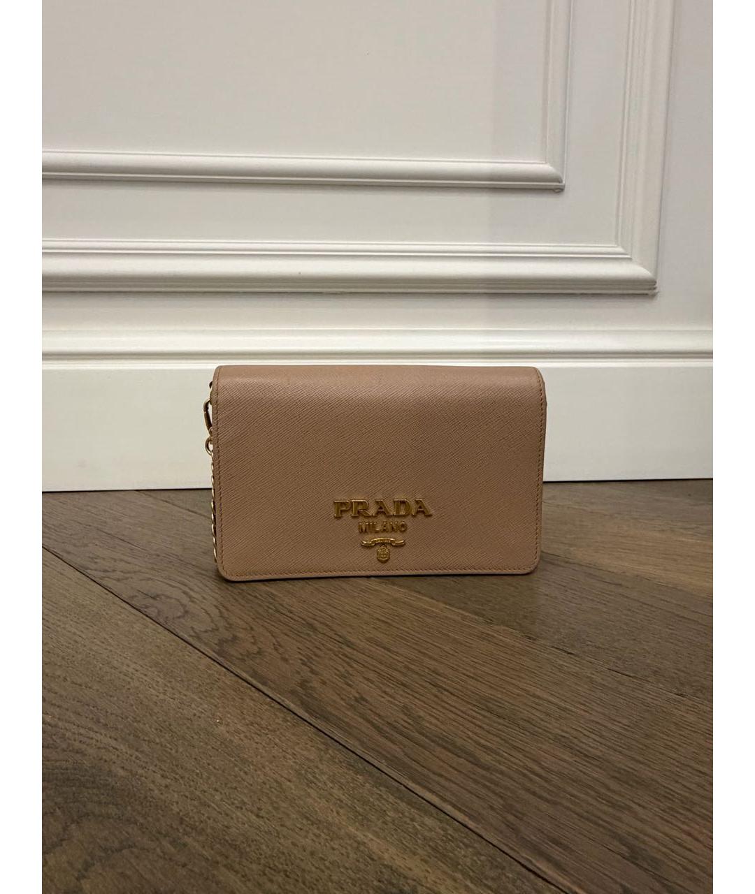 PRADA Бежевая кожаная сумка через плечо, фото 8