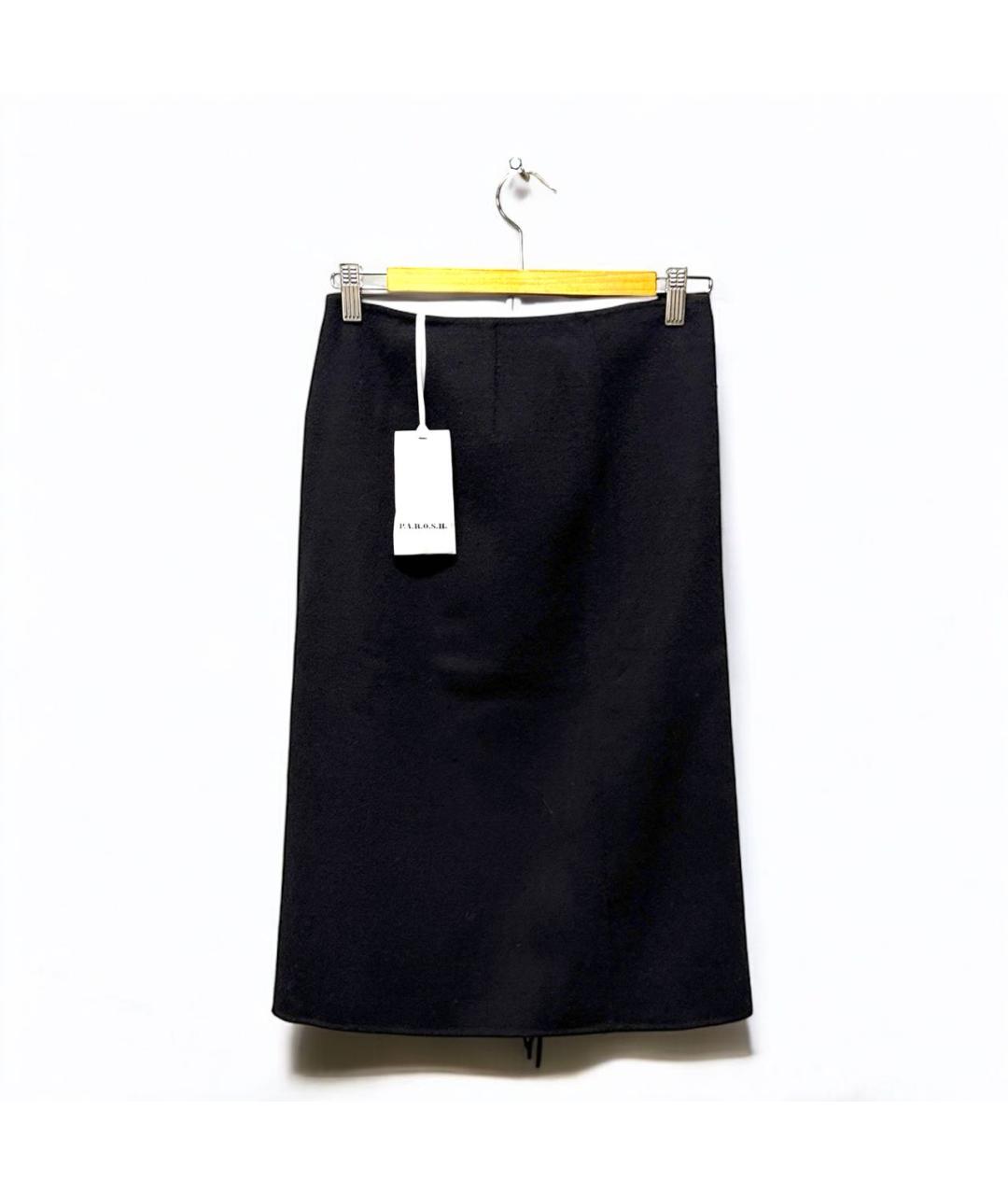 P.A.R.O.S.H. Черная шерстяная юбка миди, фото 2